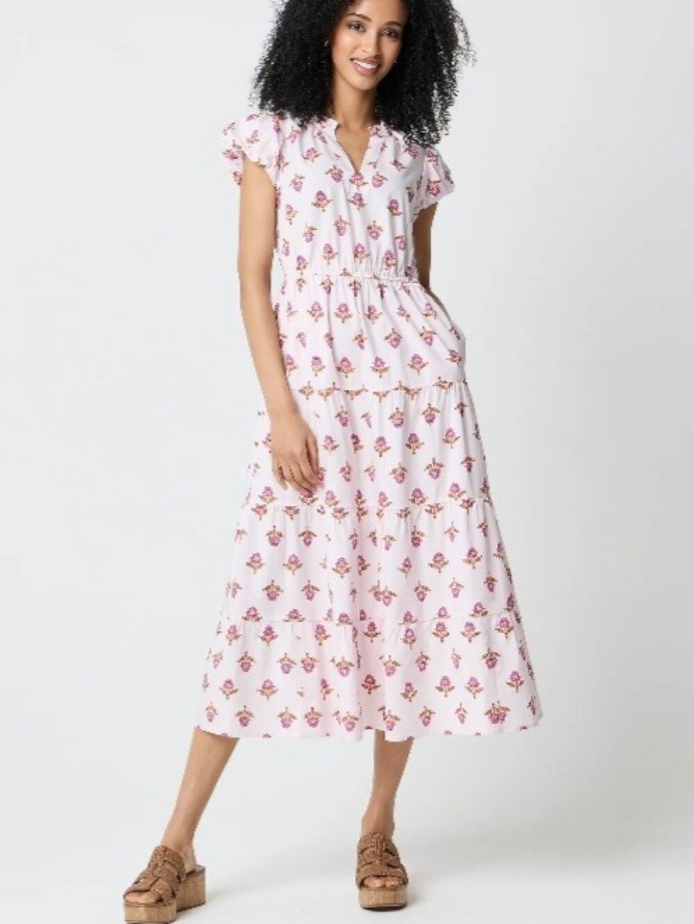 J. Crew Pink Floral Willa Midi Dress Size 2 Pink Opal Cottagecore